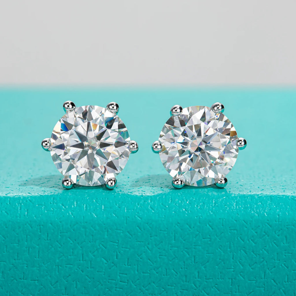 AnuJewel 4/2/1ct Total Moissanite Stud Earrings 925 Sterling Silver Certificate Moissanite Earrings Jewelry Making Supplies