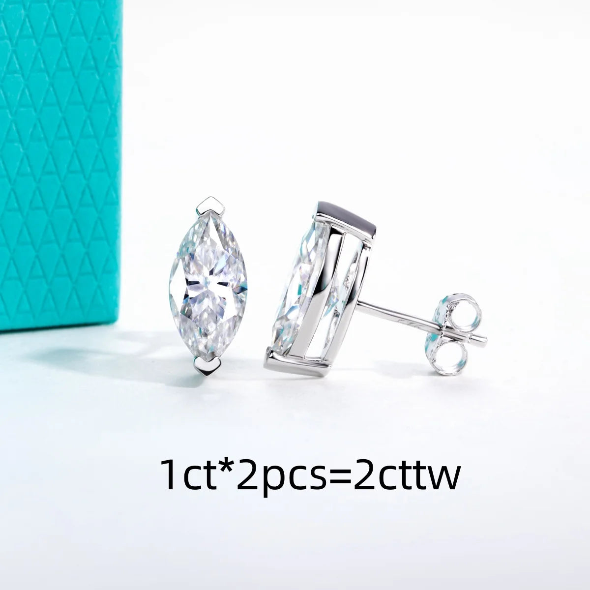 AnuJewel 1cttw-6cttw Marquise Moissanite Earrings 925 Sterling Silver D Color VVS1 Moissanite Classic Stud Earring for Woman