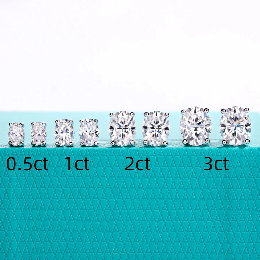The Sova Earrings lifestyle — oval moissanite studs worn — Aurora Moissanite