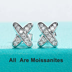 AnuJewel Moissanite Diamond Earrings 925 Sterling Silver D Color VVS1 Moissanite Classic Cross Stud Earrings For Woman Jewelry