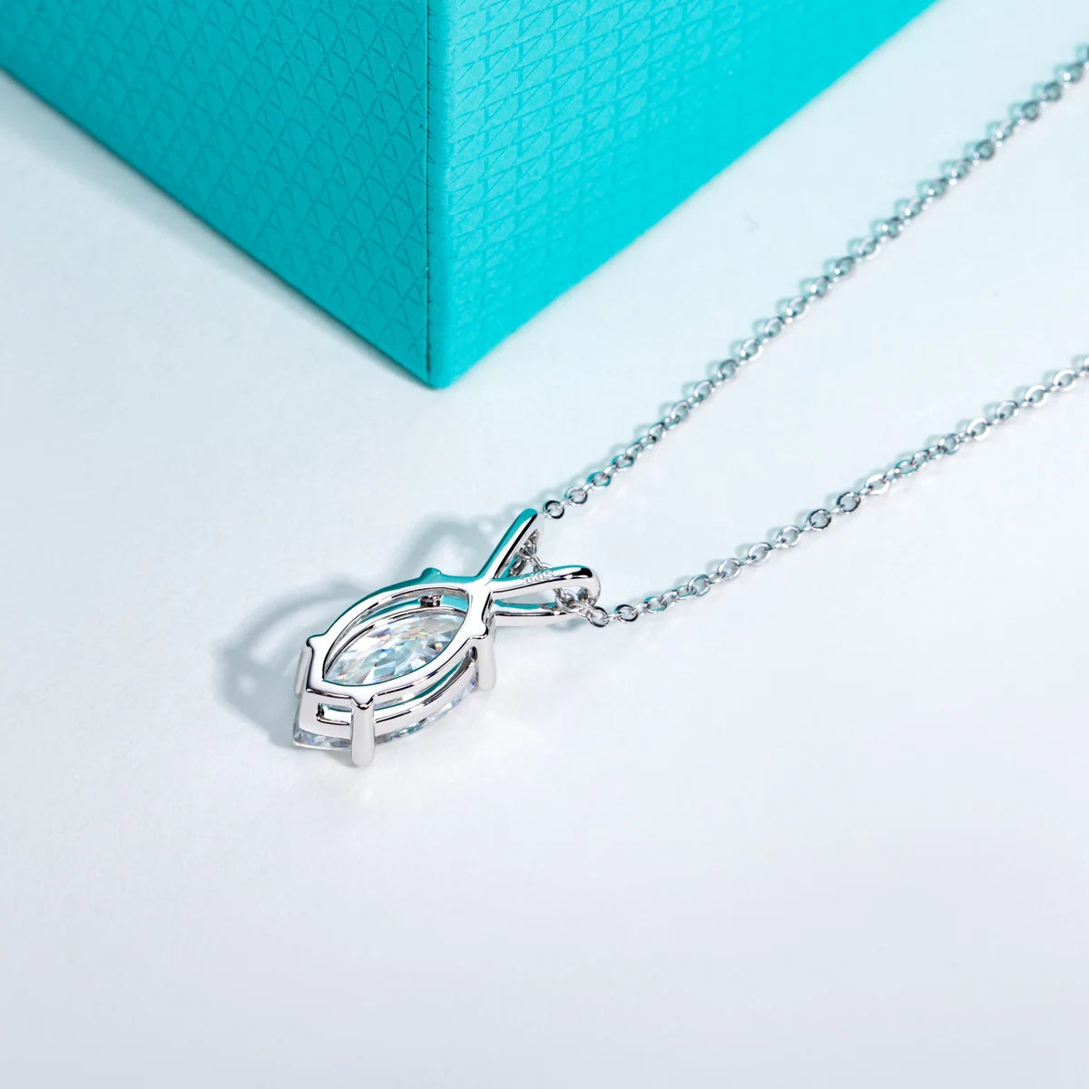 AnuJewel Marquise Cut Moissanite Pendant Necklace D Color 2ct/3ct/4ct/5ct 925 Sterling Silver Elegant Jewelry Gift for Women