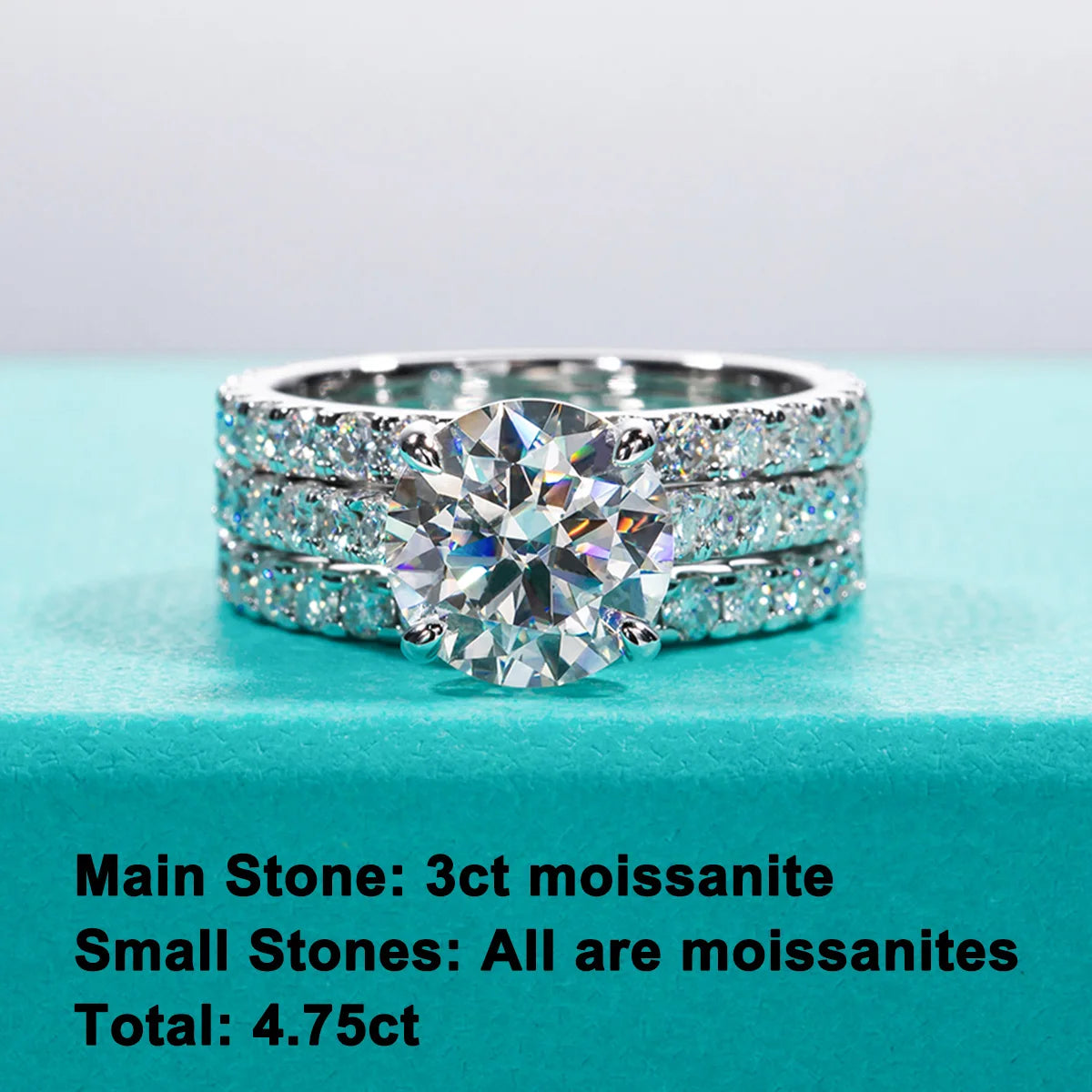 The Maren Ring — 3ct moissanite bridal set, S925 sterling silver — Aurora Moissanite