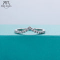 Moissanite V-row formation wedding ring, 18K white gold S925 silver — Aurora Moissanite
