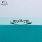 Moissanite V-row formation wedding ring, 18K white gold S925 silver — Aurora Moissanite