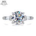 3.6cttw three-stone round moissanite ring, S925 sterling silver — Aurora Moissanite