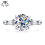 3.6cttw three-stone round moissanite ring, S925 sterling silver — Aurora Moissanite