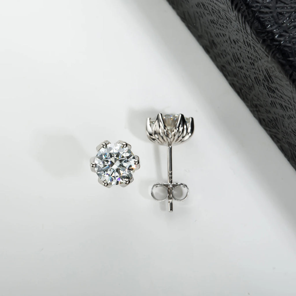 AnuJewel 2cttw D Color Moissanite Diamond Lotus Stud Earrings 925 Sterling Silver Flower Earrings For Woman Gifts Wholesale