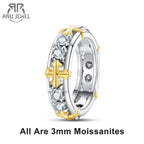 3mm moissanite cross pattern eternity ring, 18K white gold plated S925 silver — Aurora Moissanite