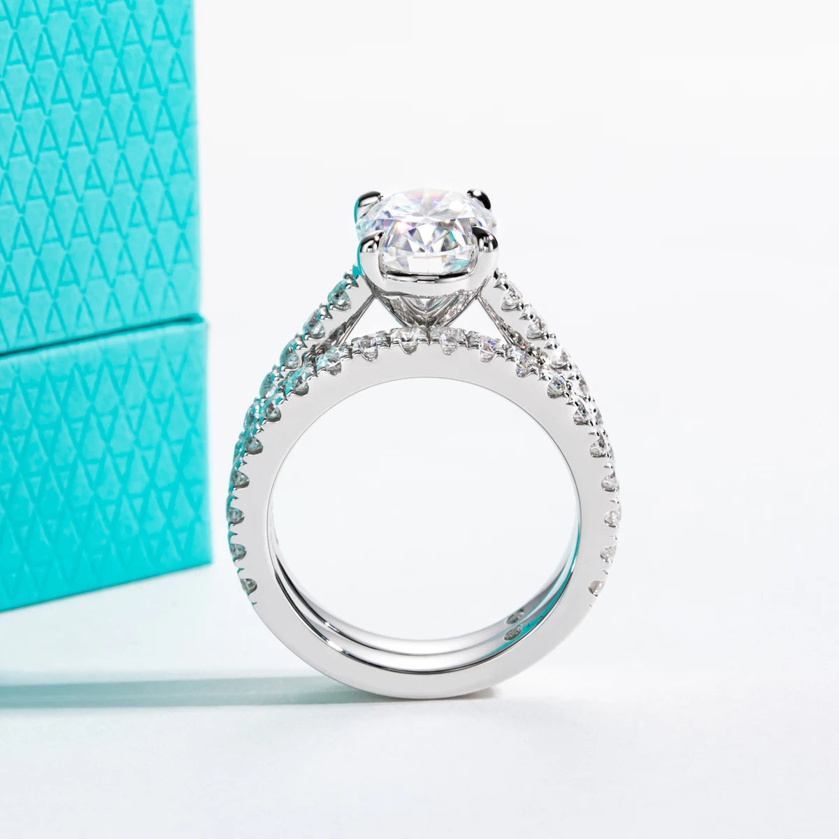 The Dova Ring lifestyle — oval moissanite bridal set worn on finger — Aurora Moissanite