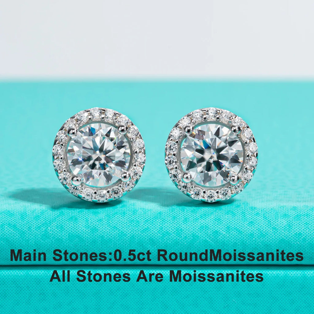 AnuJewel 1cttw D Color Round Cut Moissanite Diamond  925 Sterling Silver Stud Earrings For Woman Jewelry Wholesale