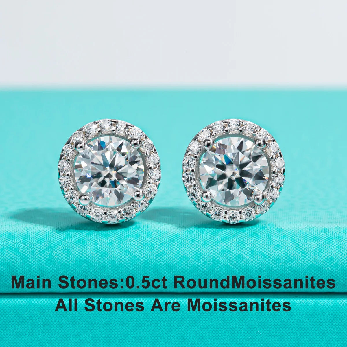 AnuJewel 1cttw D Color Round Cut Moissanite Diamond  925 Sterling Silver Stud Earrings For Woman Jewelry Wholesale