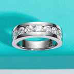 The Gale Band — 4mm moissanite wedding band, front view — Aurora Moissanite