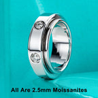 The Spin Band worn — 2.5mm moissanite spinner fidget ring, 14K gold plated — Aurora Moissanite