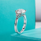 4.6ct round moissanite engagement ring, side profile, 18K white gold plated — Aurora Moissanite