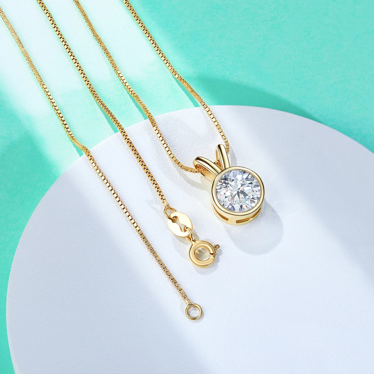 AnuJewe 1ct/2ct D Color  Moissanite Diamond  Necklace Top Quality 18K Gold Plated  Pendant Necklace Fine Jewelry Gifts Wholesale