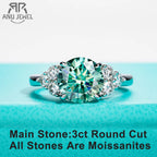 3ct blue-green moissanite engagement ring, 18K gold plated S925 — Aurora Moissanite