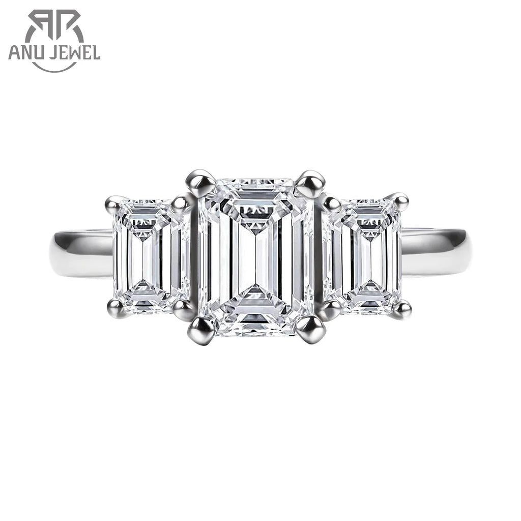 1.6cttw emerald cut moissanite ring, 18K gold plated S925 — Aurora Moissanite
