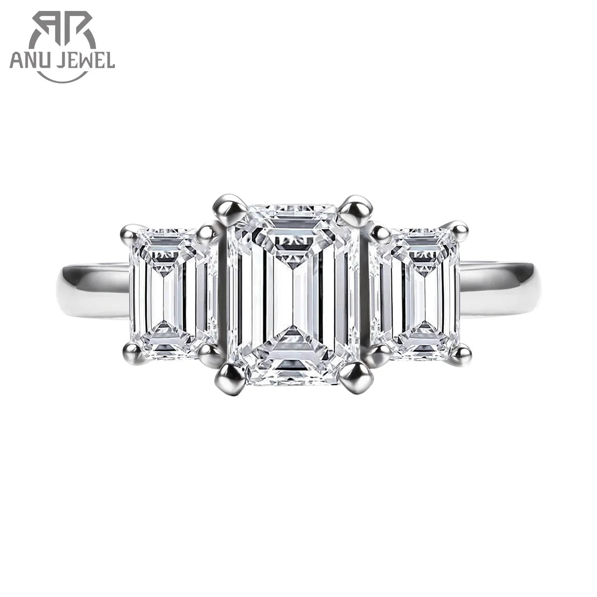 1.6cttw emerald cut moissanite ring, 18K gold plated S925 — Aurora Moissanite