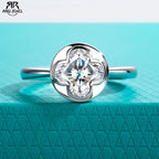 2ct four-leaf clover moissanite bezel ring, S925 sterling silver — Aurora Moissanite