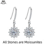 1ct sunflower moissanite hook drop earrings, S925 — Aurora Moissanite