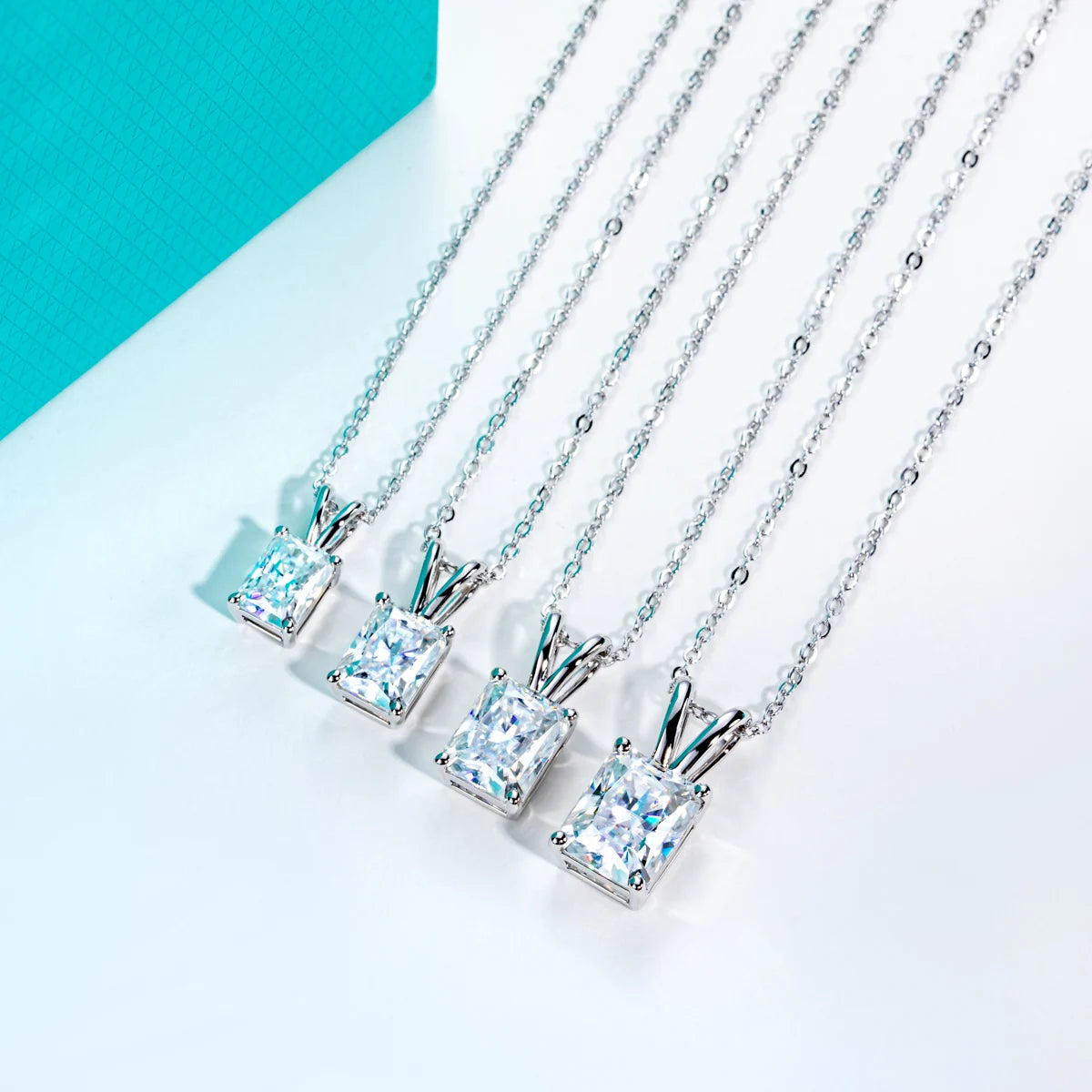 AnuJewel 2ct/3ct/4ct/5ct D Color Radiant Cut Moissanite Diamond Pendant Necklace 925 Sterling Silver Jewelry Gifts for Women