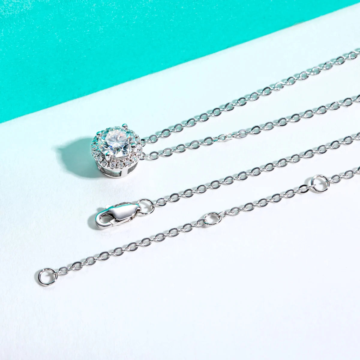 AnuJewel D Color 6.5MM Moissanite Classic Clavicle  Pendant Necklace 925 Sterling Silver Wedding Anniversary Party Birthday Gift