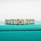 The Ora Band — 3.5mm moissanite eternity ring, 14K yellow gold plated — Aurora Moissanite