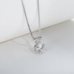 The Sol Pendant — 1ct round moissanite pendant, three-prong setting, front view — Aurora Moissanite