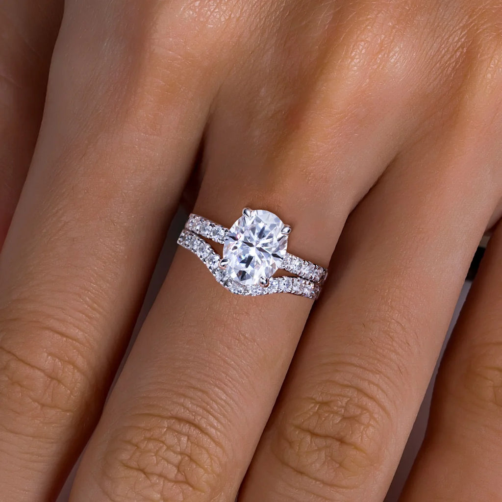 The Sera Ring lifestyle — oval moissanite bridal set worn — Aurora Moissanite