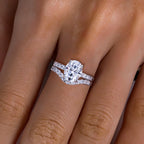 The Sera Ring lifestyle — oval moissanite bridal set worn — Aurora Moissanite