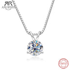1ct round moissanite three-prong pendant necklace, 18K gold plated S925 silver — Aurora Moissanite