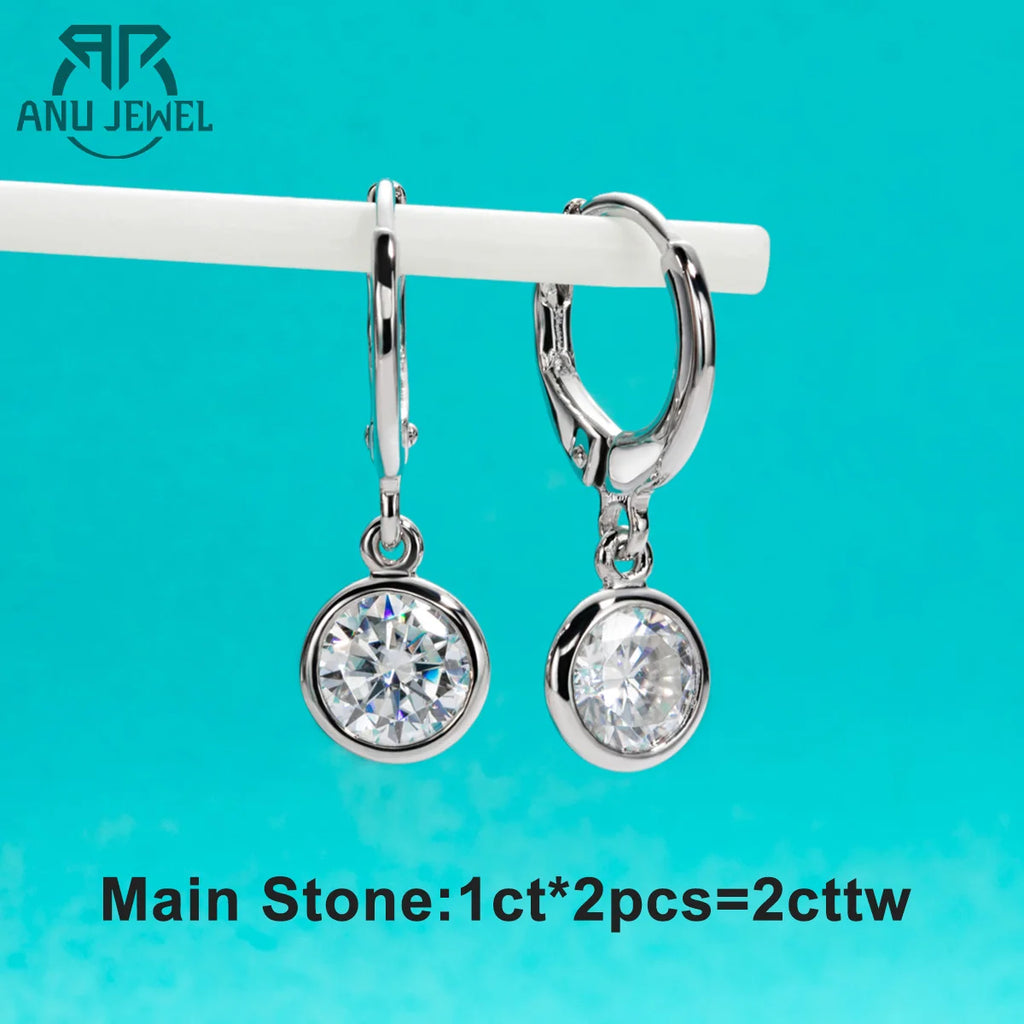 AnuJewel Moissanite Hoop Women's Earrings Huggies  925 Sterling Silver 2cttw Lab Created Diamond Drop Earrings Jewelry Wholesale