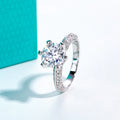 The Wyre Ring worn — 3ct round moissanite, 18K gold, sizes 5–9 — Aurora Moissanite