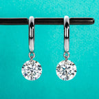 The Halo Earrings — 4cttw moissanite hoop earrings, front view — Aurora Moissanite