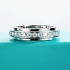 The Spin Band — moissanite spinner eternity ring, front view, 14K gold plated — Aurora Moissanite
