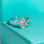 3ct oval moissanite ring, side profile, S925 sterling silver — Aurora Moissanite