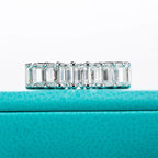The Ember Band — emerald cut moissanite full eternity ring, front view — Aurora Moissanite