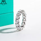 4.5mm moissanite full eternity band, S925 sterling silver, white background — Aurora Moissanite