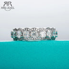 5.5cttw moissanite dense pavé wedding band, 18K white gold plated S925 — Aurora Moissanite