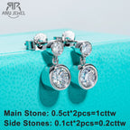 AnuJewel 1.2cttw D Color Moissanite Drop Earrings 18K Gold Plated 925 Sterling Silver Stud Bezel Earrings Women Gifts Wholesale