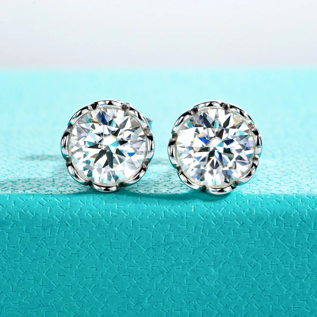 AnuJewel 2cttw-6cttw Moissanites Diamond Earrings 925 Sterling Silver D Color VVS1 Moissanite Classic Stud Earrings For Woman