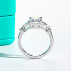 3ct emerald pear moissanite two-stone ring, side profile, 18K gold plated — Aurora Moissanite