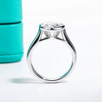 3ct heart moissanite bezel ring, side profile, S925 sterling silver — Aurora Moissanite