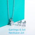 AnuJewel 2-5ct Asscher Moissanite Necklace 0.5-3ct Earrings 925 Sterling Silver 18k Gold Plated Wedding Jewelry Set for Woman