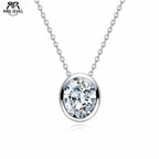 AnuJewel 0.5ct/1ct/2ct/3ct D Color Oval Cut Moissanite Bezel Pendant Necklace 925 Sterling Silver Valentine's Day for Women
