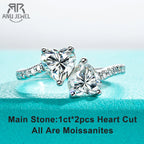 2ct heart twins moissanite toi et moi ring, S925 sterling silver — Aurora Moissanite