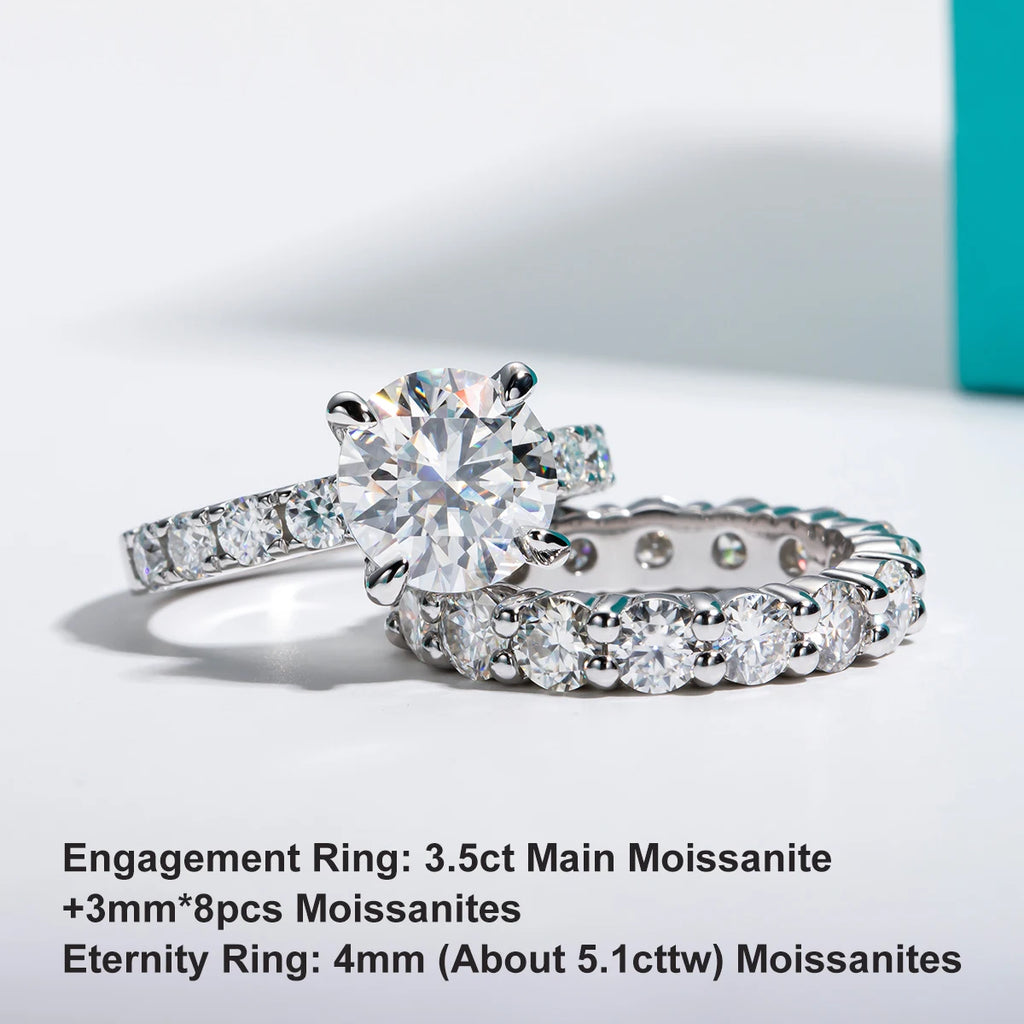 The Enne Ring — 3.5ct moissanite ring set, front view — Aurora Moissanite