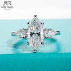 4ct marquise moissanite engagement ring, 18K white gold S925 — Aurora Moissanite