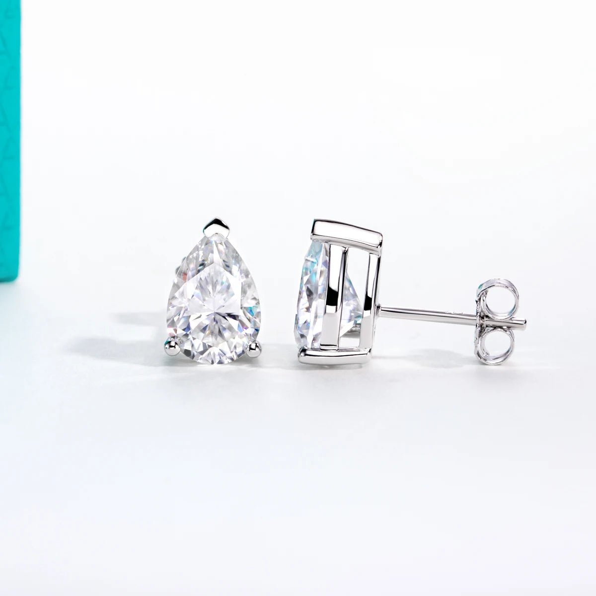 AnuJewel Classic Stud Earrings for Women 1cttw-6cttw Pear Moissanites 925 Sterling Silver D Color VVS1 Moissanite Earrings