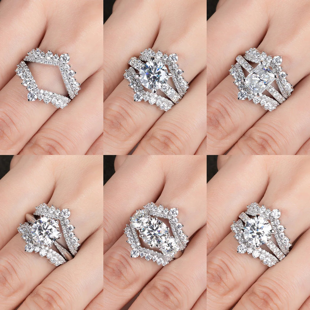 Heart moissanite ring top view showing heart stone arrangement, 18K gold — Aurora Moissanite